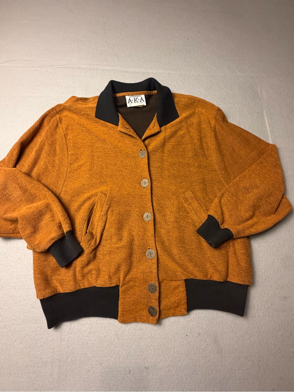 A.K.A. Women's Rust Bomber Jacket with Black Trim cotton M